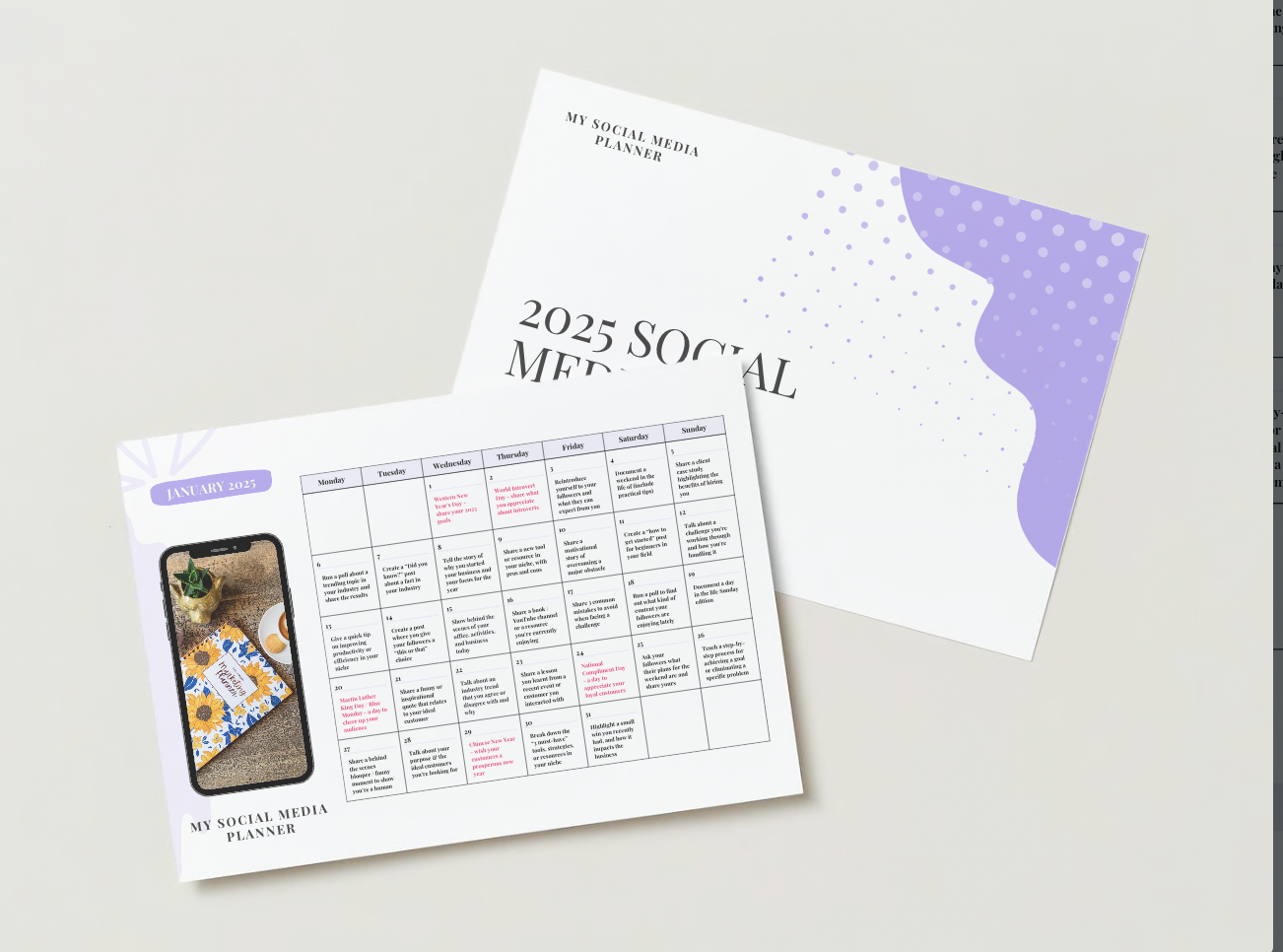2025 Social Media Content Planner Bundle (Instant Download)