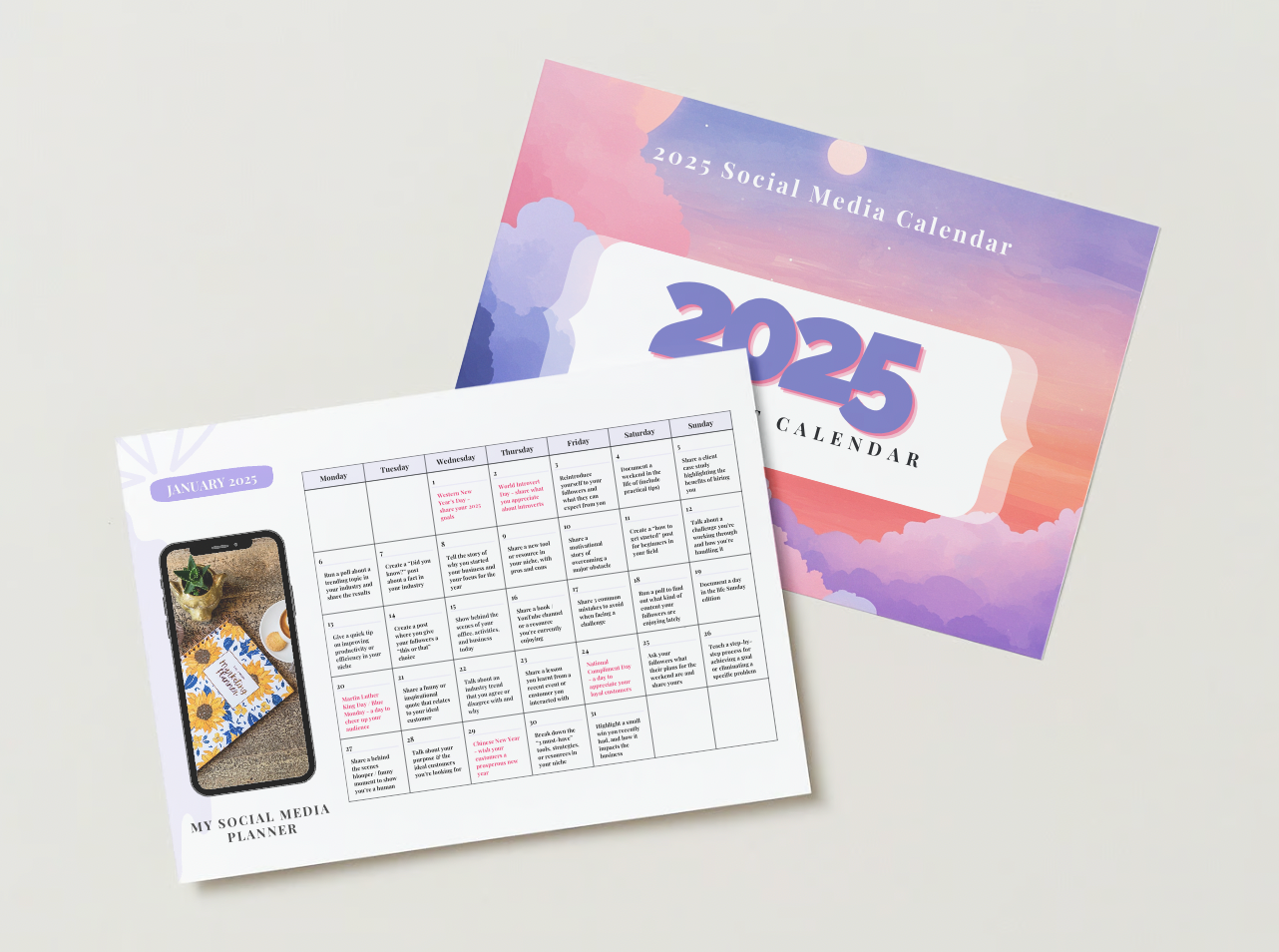 2025 Social Media Content Planner Bundle (Instant Download)