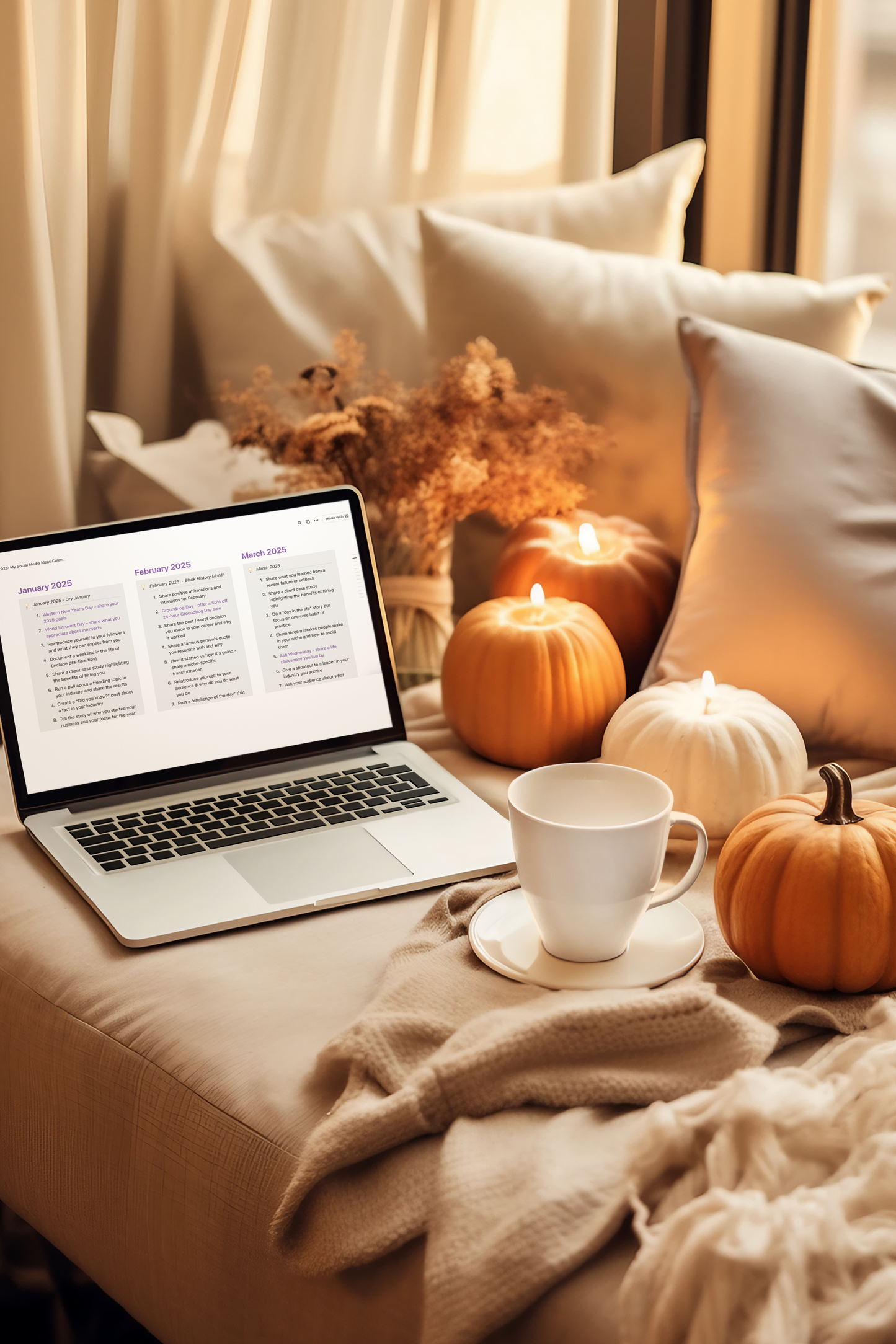 My 2025 Social Media Ideas - Notion Template, Dates, 360 Prompts + More