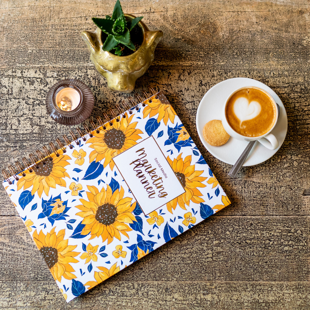 2024 Social Media Content Planner and Workbook Sunflower Design