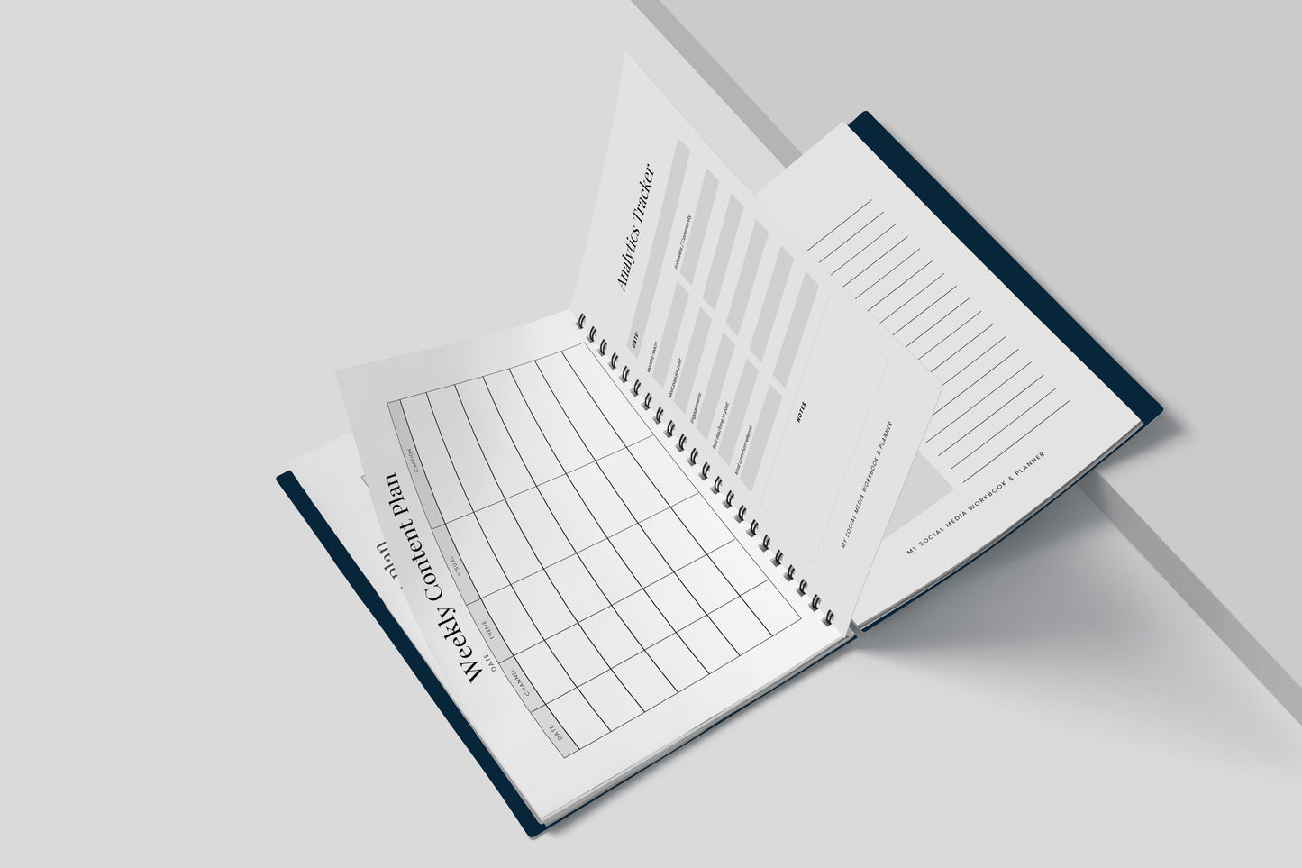 Undated Social Media Content Planner and Workbook Blue and Gold