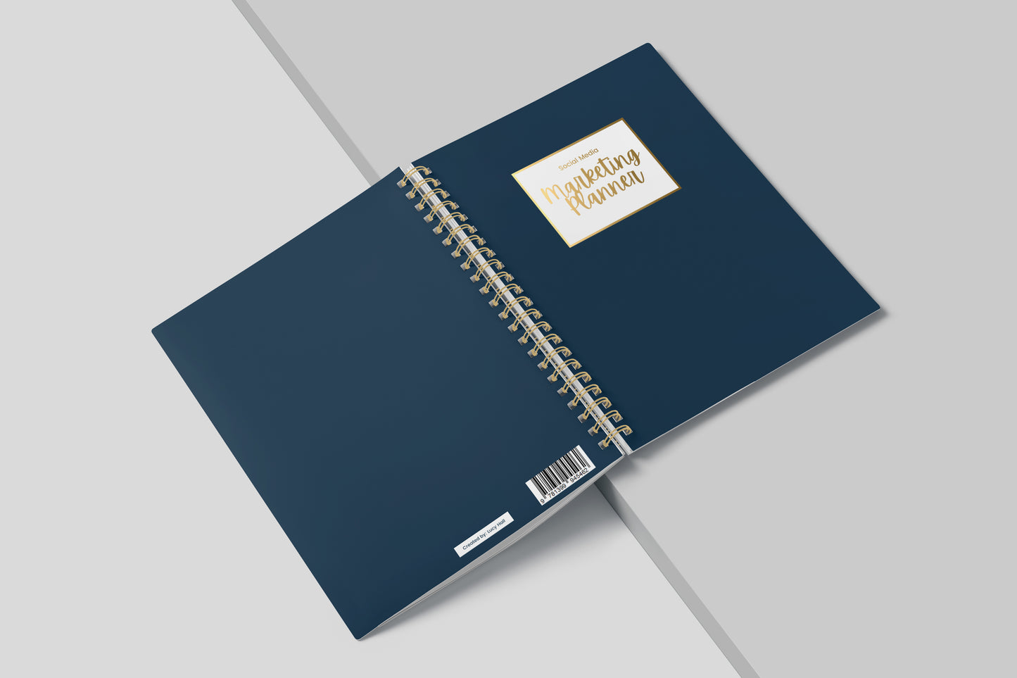 Undated Social Media Content Planner and Workbook Blue and Gold