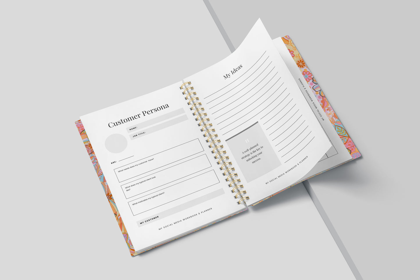 Social Media Content Planner and Workbook Bright Florals (Undated)