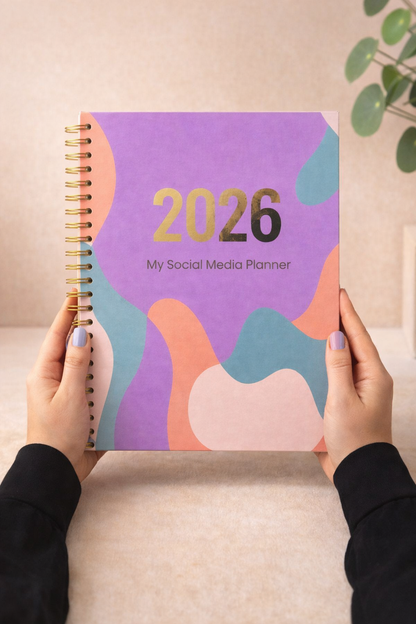 2026 Social Media Planner - A4 Desk + Awareness Dates - Abstract Organic