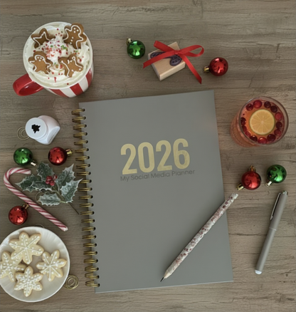 2026 Social Media Planner - A4 Desk + Awareness Dates - Abstract Organic