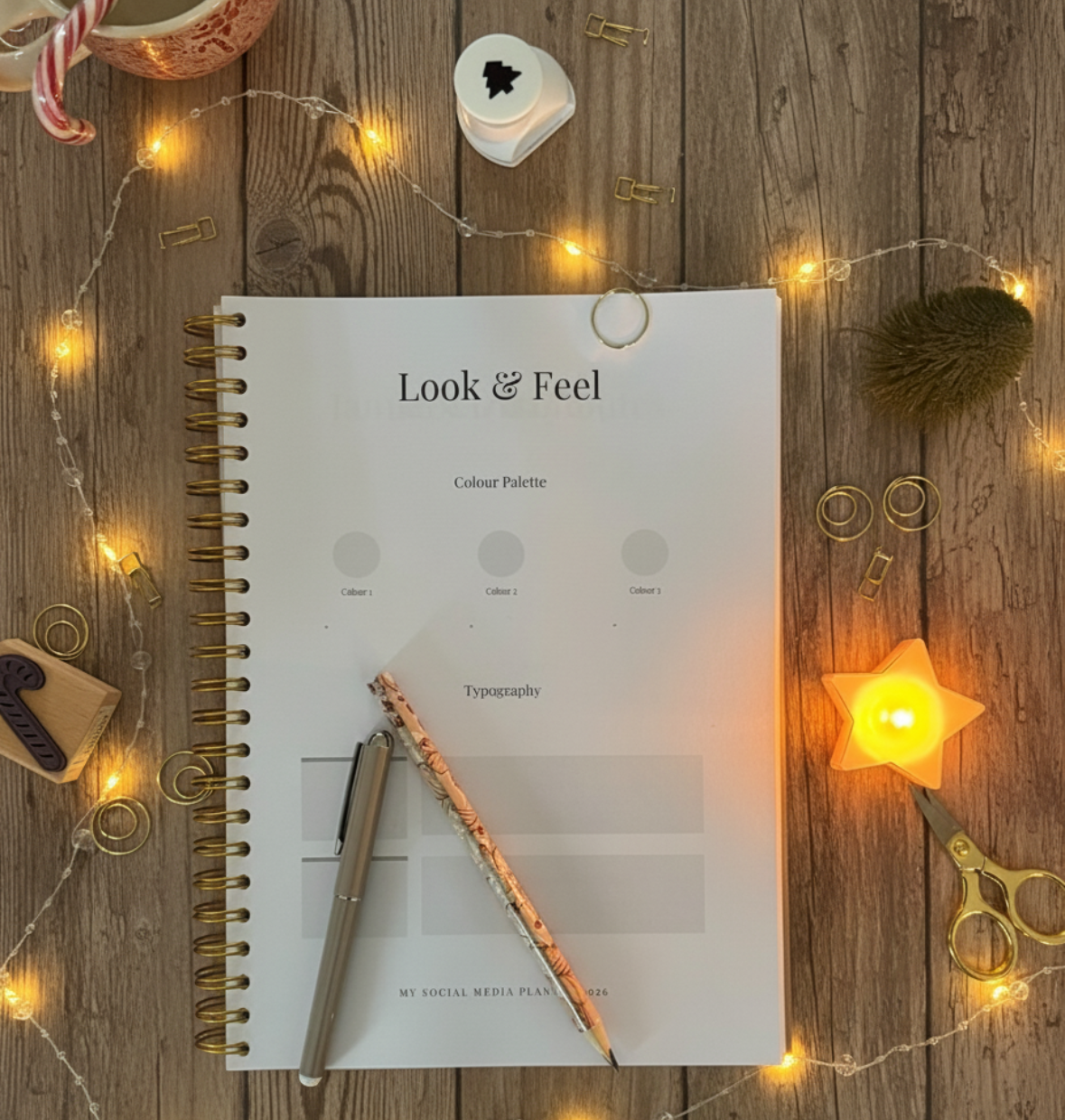 2026 Social Media Planner - A4 Desk + Awareness Dates - Abstract Organic