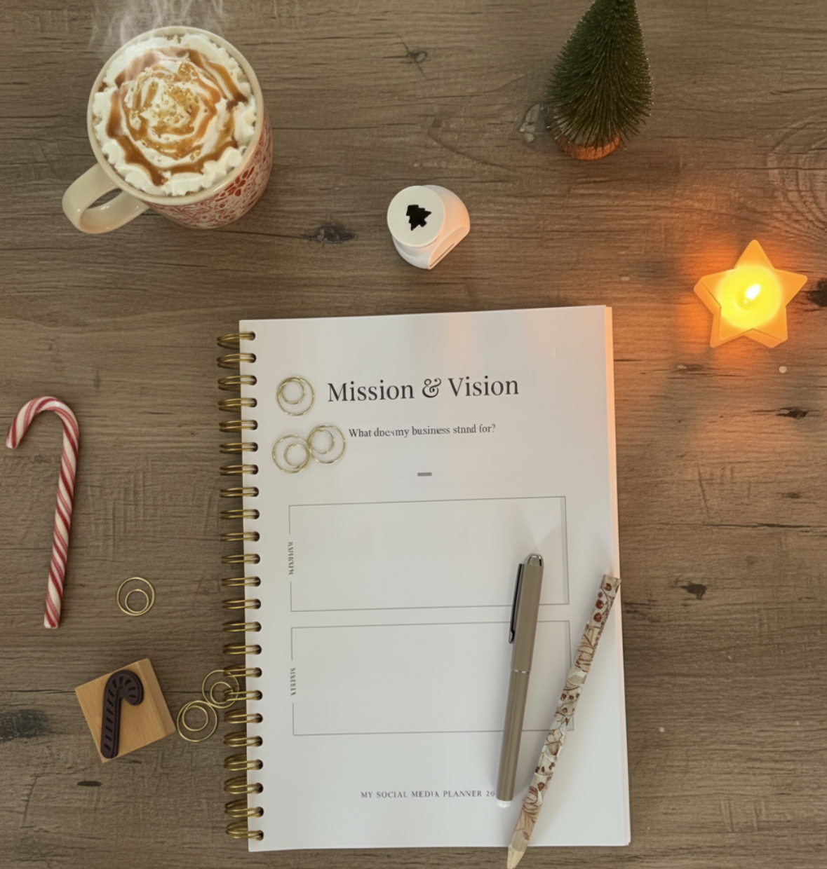 2026 Social Media Planner - A4 Desk + Awareness Dates - Abstract Organic