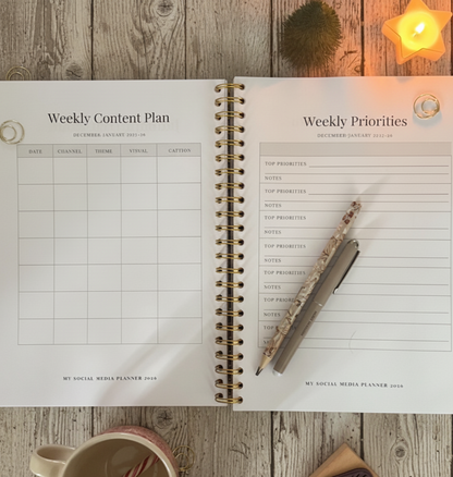 2026 Social Media Planner - A4 Desk + Awareness Dates - Abstract Organic