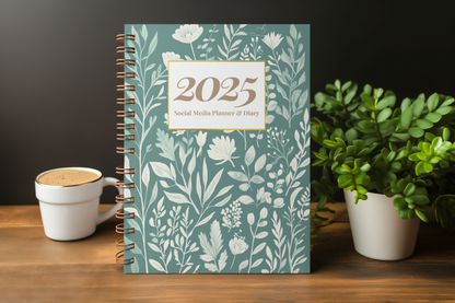 2025 Social Media Planner and Diary + Awareness Dates - Green Floral