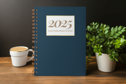 2025 Social Media Planner and Diary + Awareness Dates - Navy and Gold