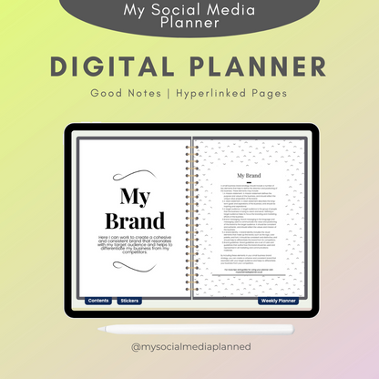 Social Media Marketing Planner and Workbook (Digital Edition, GoodNotes, iPad, PDF)