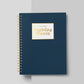 Undated Social Media Content Planner and Workbook  Blue and Gold