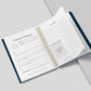 Undated Social Media Content Planner and Workbook  Blue and Gold
